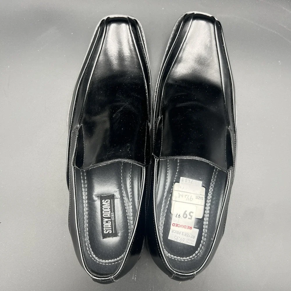 Stacy‎ Adams 20166-001 Men's 9.5M Black Leather Slip-On Dress Shoes Loafers